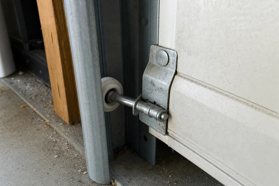 Garage door roller seated in its track in York, PA