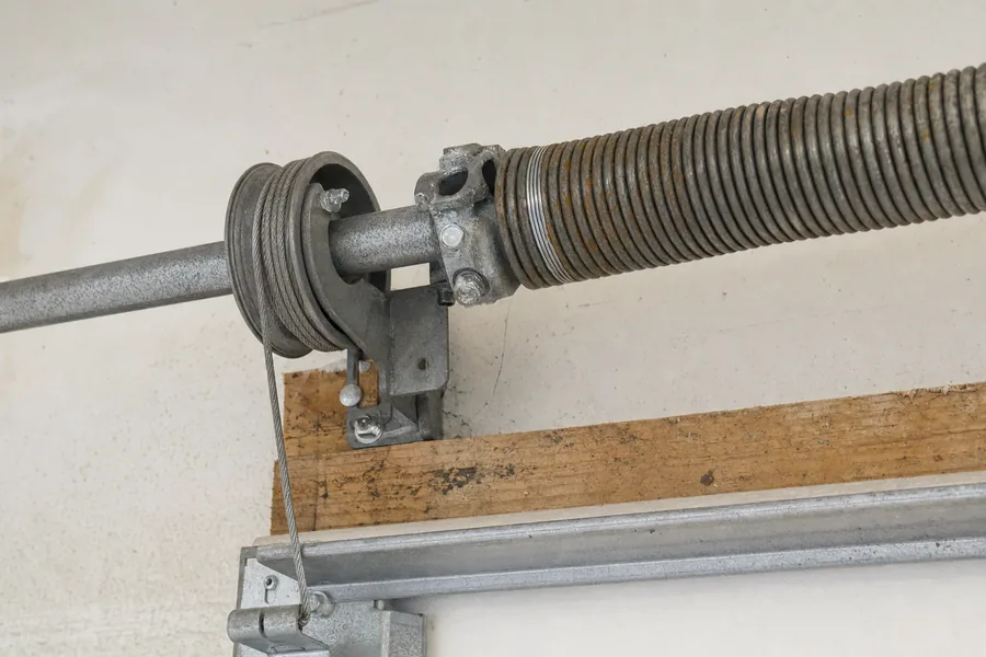 Torsion spring, shaft and cable drum above a garage door in York, PA