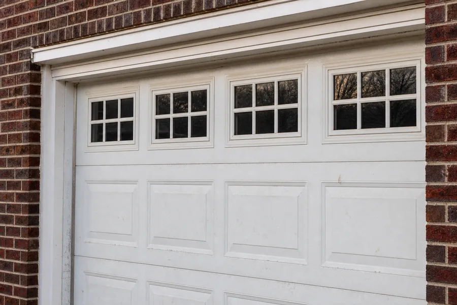 Window panel across the top of a garage door in York, PA